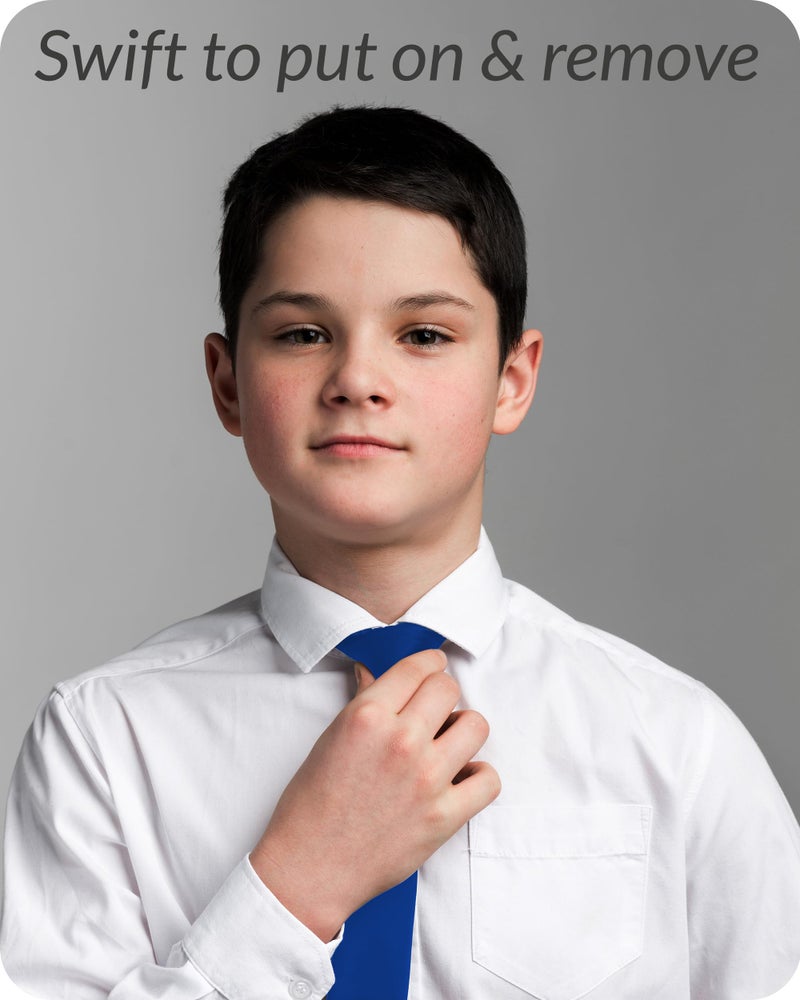 Umo Lorenzo Boys Blue Clip on Tie Solid Necktie for Kids Ages 3-5, 6-10 and Toddlers 0-2 - Image 5